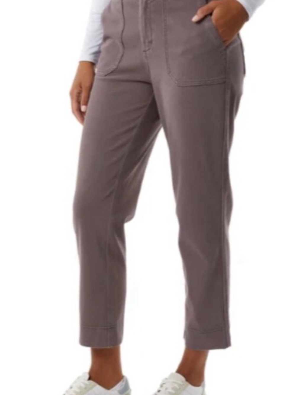 Womens Knit Stretch Elastic Waist Twill Pant